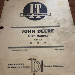 John Deere Shop Manual Modeks 50, 60, and 70